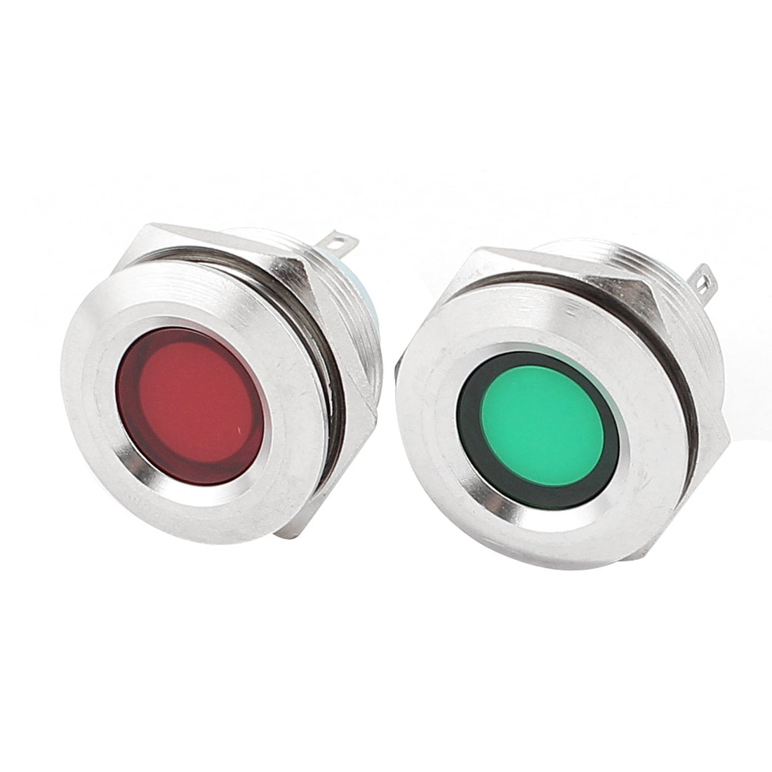 2Pcs 22 mm Mounted Thread DC 12V Red Green LED Indicator Light Set