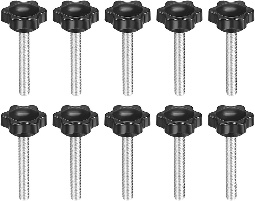LinkMejor Clamping Screw Knob, Plum Hex Shaped Grips Star Knob M6 x 50mm Male Thread, 10 Pcs