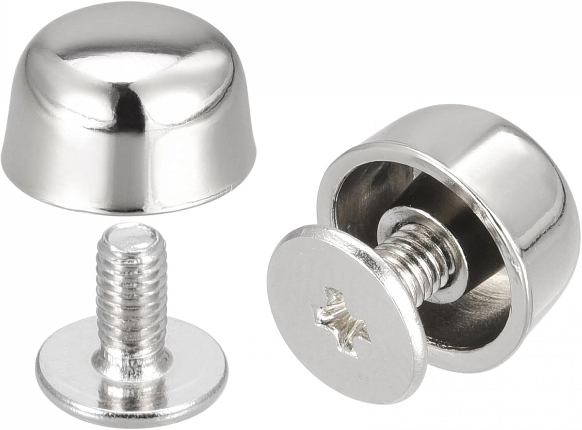 LinkMejor 10x6mm Screw Back Rivets Hollow Curved Head Leather Studs Silver Tone 10 Sets