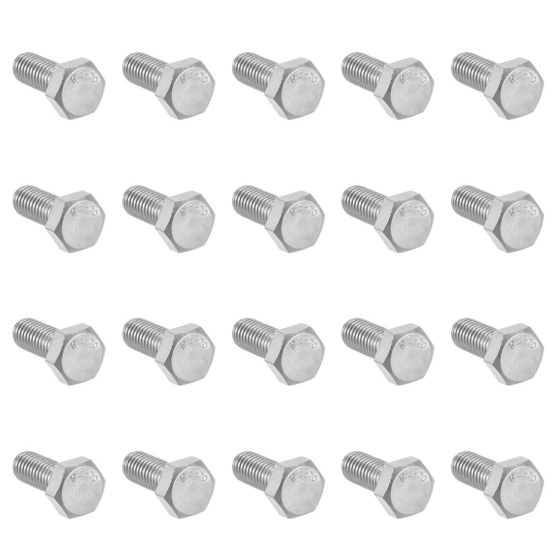 M8 Thread 20mm Length Hex Bolts 304 Stainless Steel Hexagon Screw Bolt 20pcs