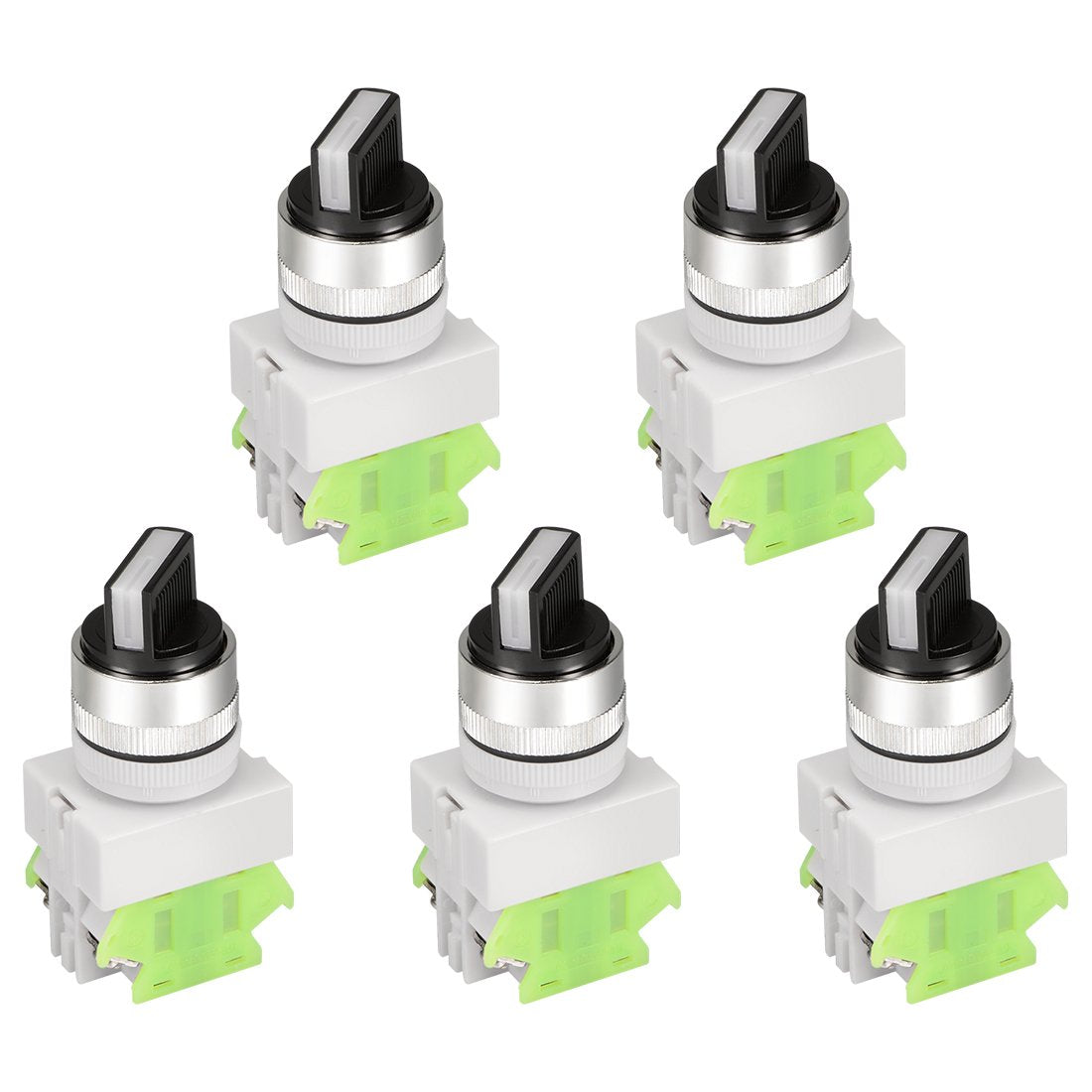 5pcs Latching Lock 3 Positions Quick Install Durable Maintained Rotary Selector Select Switch DPST 10A 22mm Mounting Hole Dia