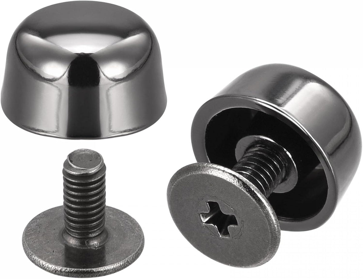 LinkMejor 10x6mm Screw Back Rivets Hollow Curved Head Leather Studs Black 6 Sets
