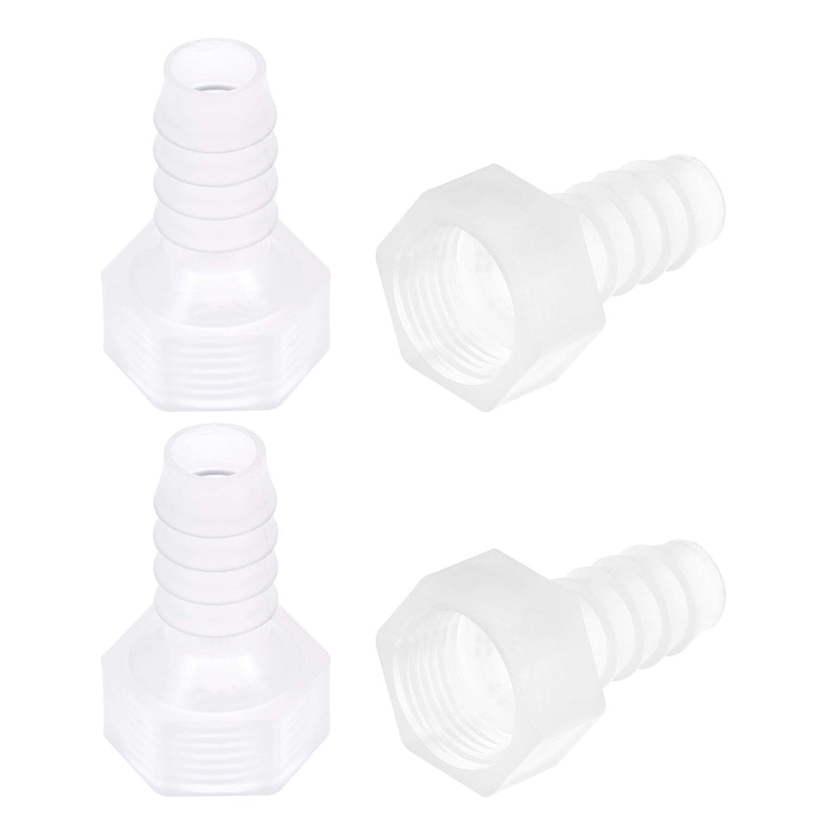Polypropylene Hose Barb Fitting Coupler, 10mm Barb x G3/8 Female Thread Pipe Adapter, Translucent 4Pcs