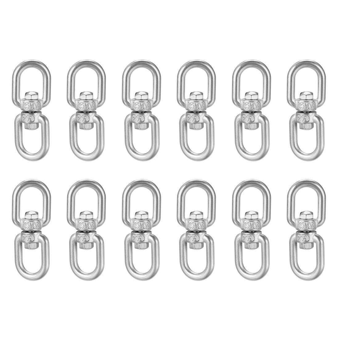 M5 Swivel Eye Double Ended Round Rotating Hoist Ring, 13/64 in Stainless Shackle Connector Bolts Eye to Eye 12 Pcs