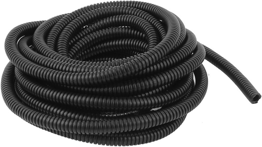 5.8 M 7 x 10 mm PP Flexible Corrugated Conduit Tube for Garden,Office Black