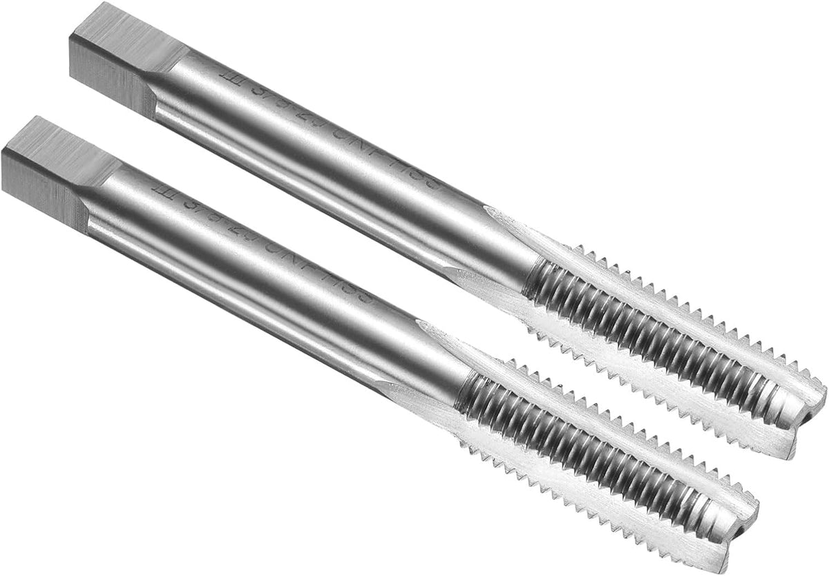 2pcs Hand Bottom Tap 3/8-20 UNF 2B Thread Bottoming Style Threading Taps High Speed Steel HSS6542 Straight Flutes Screw Tapping Tool