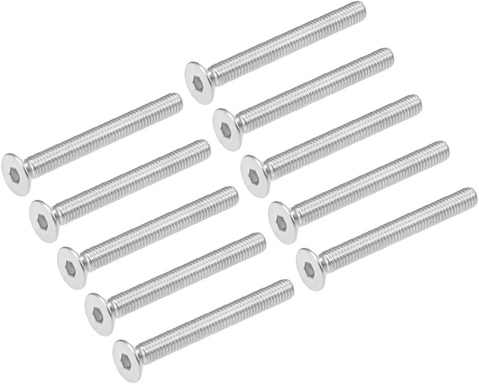 M6x55mm Flat Head Machine Screws Inner Hex Screw 304 Stainless Steel Fasteners Bolts 10Pcs