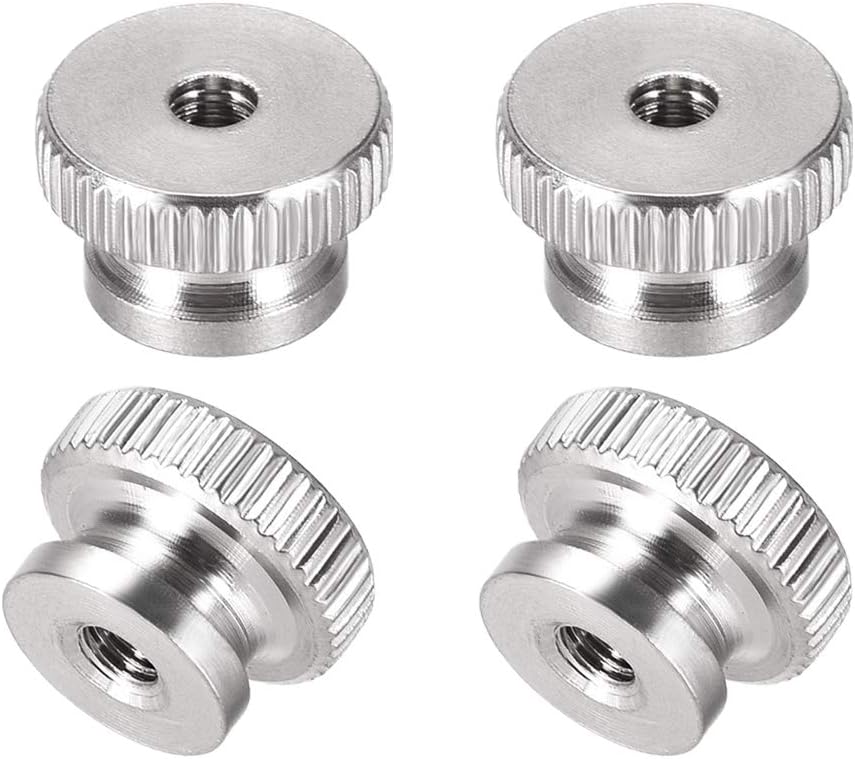 Knurled Thumb Nuts, 4Pcs M3x0.5mm 304 Stainless Steel Round Knobs Fasteners for 3D Printer Parts, Silver Tone