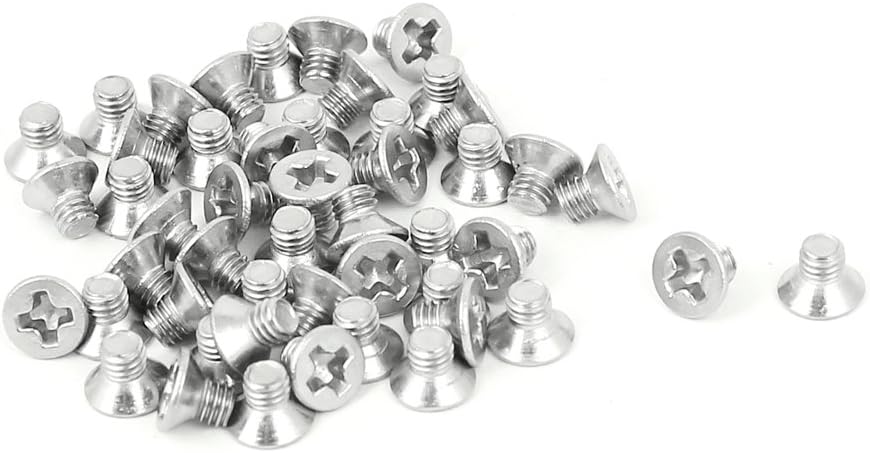 M3-0.5 x 4mm Fine Thread Stainless Steel Phillips Flat Countersunk Head Screws 50pcs