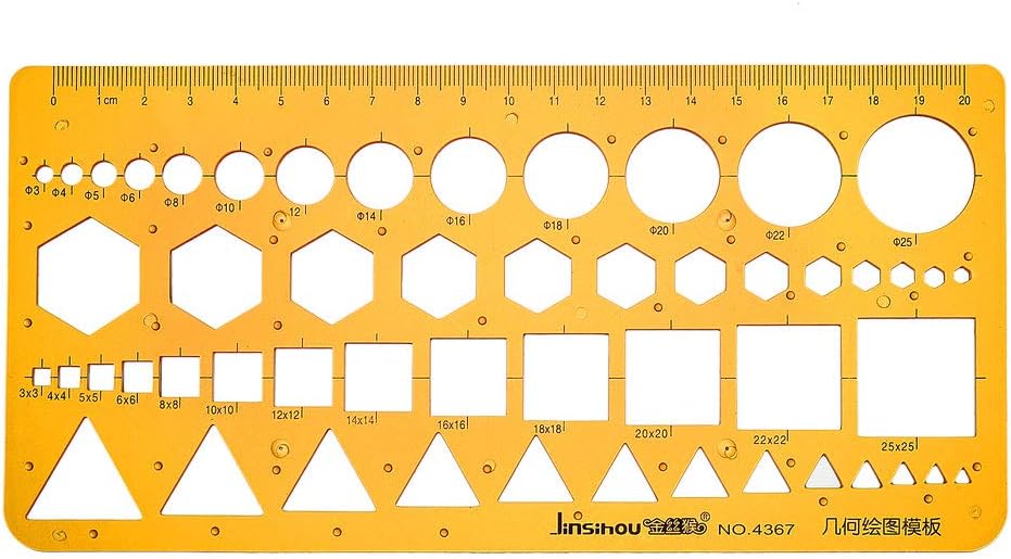 LinkMejor Geometric Drawing Template Circles Squares Triangle Geometric Ruler Stencil Measuring Tool for Engineering Drafting Building Office Supplies