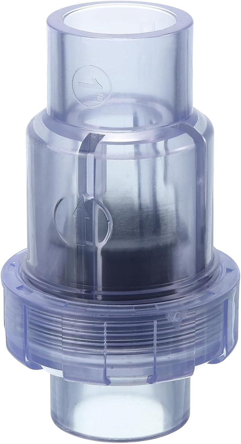 UPVC Check Valve, 32mm ID Single Union Check Valve Fit 1" OD Pipe DN25 Slip Swing No-return Valve for Backflow Prevention, Clear