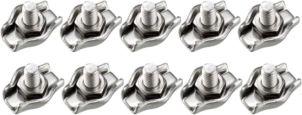 10Pcs 316 Stainless Steel Single Wire Rope Clip Cable Clamp Suit for 0.8-1.5mm Rope