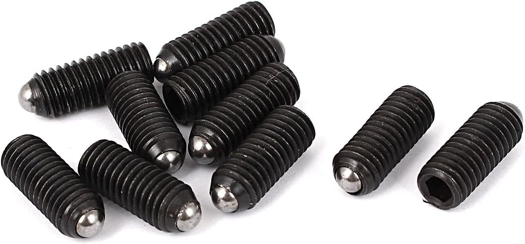 M8 X 17mm Rolling Hex Socket Drive Ball Plunger Screws Black 10 Pcs