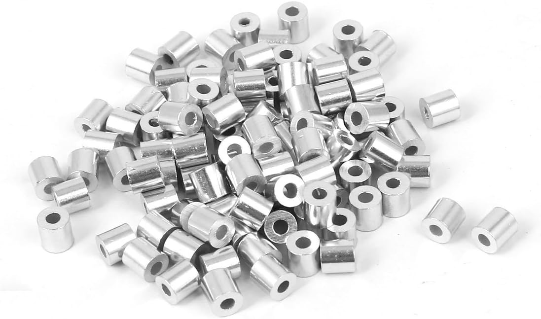 1.5mm Hole Steel Wire Rope Aluminum Ferrules Sleeves 4mm Long 100pcs