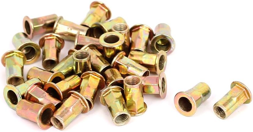 M5 Flat Head Half Hex Body Open End Threaded Rivet Nuts Nutserts 30pcs