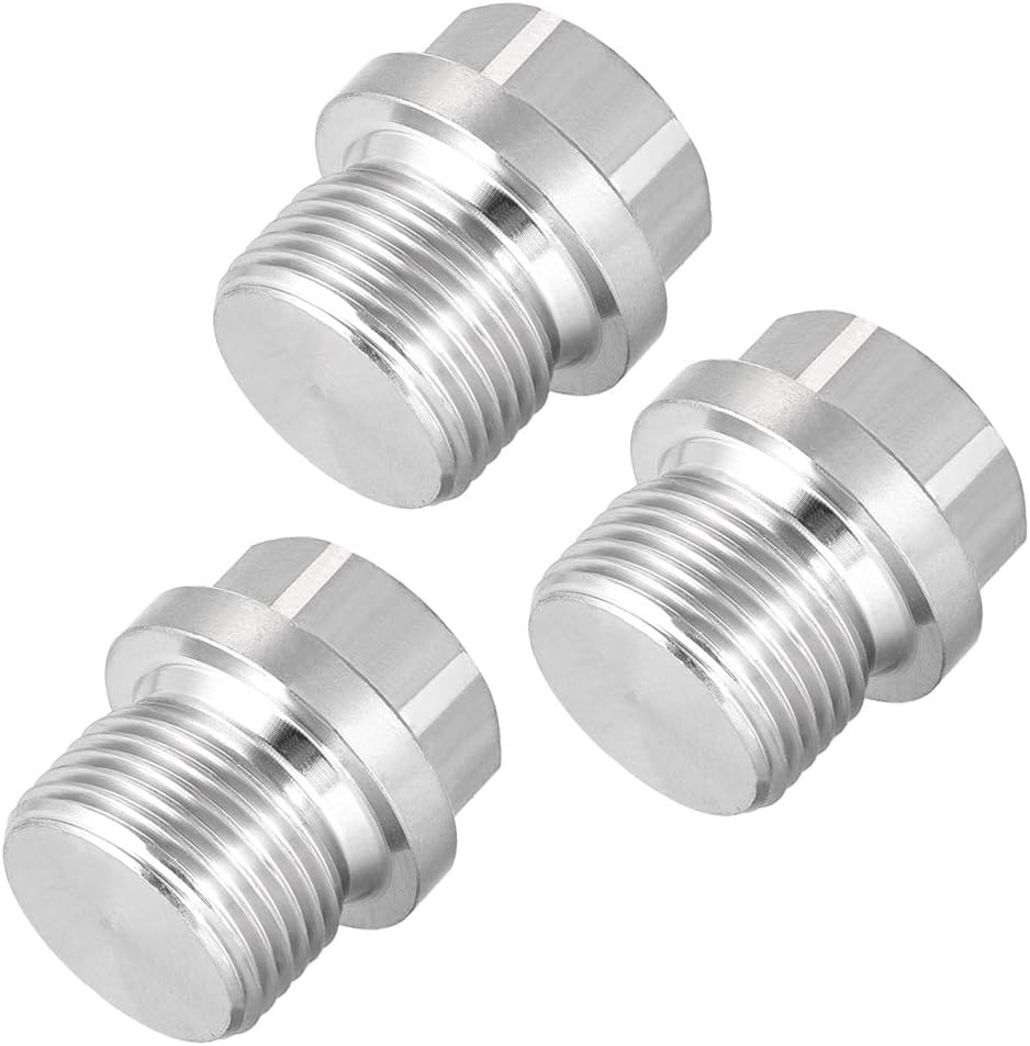 M20 X 1.5 Male Outer Hex Head Plug - 304 Stainless Steel Solid Thread Corrosion Resistant Bung Plug Pipe Fitting 3Pcs