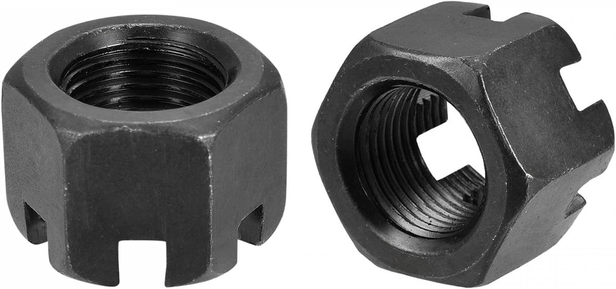 M18x1.5mm Hexagon Slotted Nut, Grade 4.8 Carbon Steel Hex Castle Nuts, Black, 5Pcs