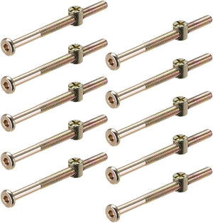 M6 x 70mm Furniture Bolts Nut Set Hex Socket Screw with Barrel Nuts Phillips-Slotted Half Thread Zinc Plated 10 Sets