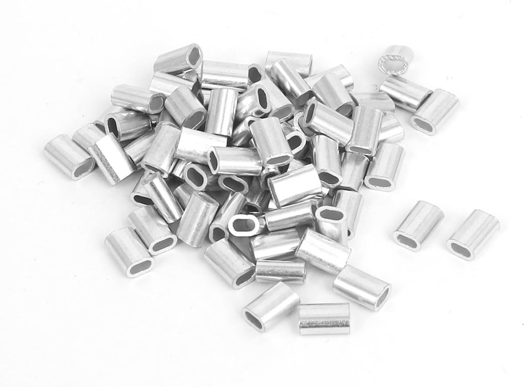 80pcs M1.5 Oval Aluminum Clip Ferrule Sleeves for 1.5mm Wire Rope
