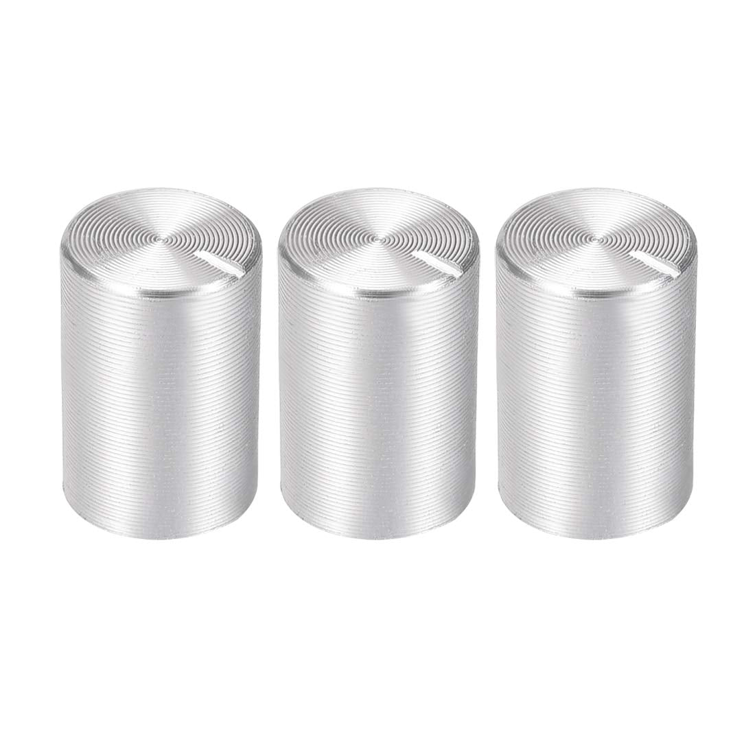 3pcs Potentiometer Knob Knurled Shaft Silver Tone Aluminum 6mm Shaft Dia. Rotary Knob 10mmx15mm Volume Control Knob