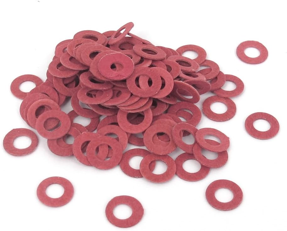 4mmx8mmx0.5mm Fiber Insulating Gasket Flat Washer Red 100pcs