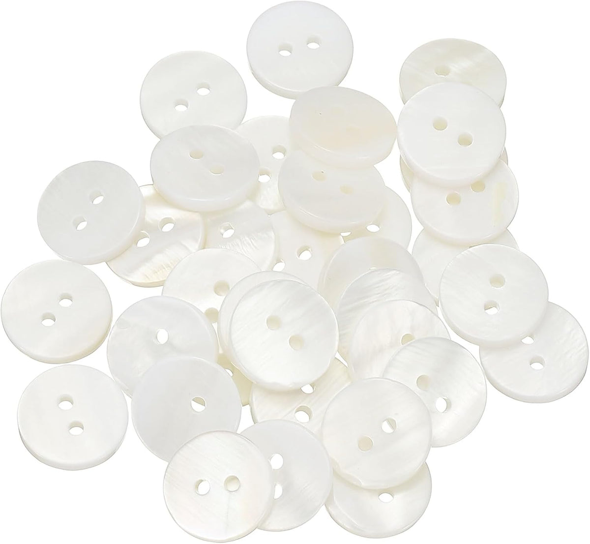 35Pcs Natural Shell Button, 2 Hole 12.5mm Round Mother of Pearl Buttons for Shirt Coats Suits Jacket Jeans Skirts DIY Sewing Crafts, White