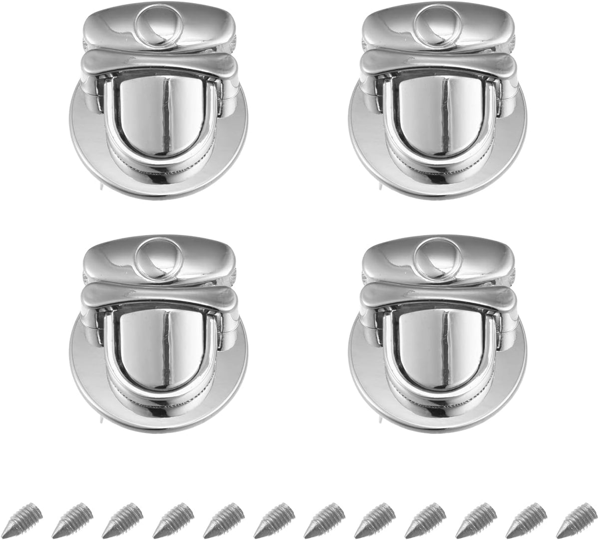 Turn Lock Clasp, 39mm x 35mm Zinc Alloy Purse Thumb Lock Bag Press Closure Buckle for DIY Handbag Wallet Crafts Making 4Pcs(Silver Tone)