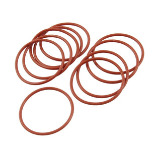 Silicone O-Ring, 38mm OD, 34mm ID, 2mm Width, VMQ Seal Rings Gasket, Red, Pack of 10