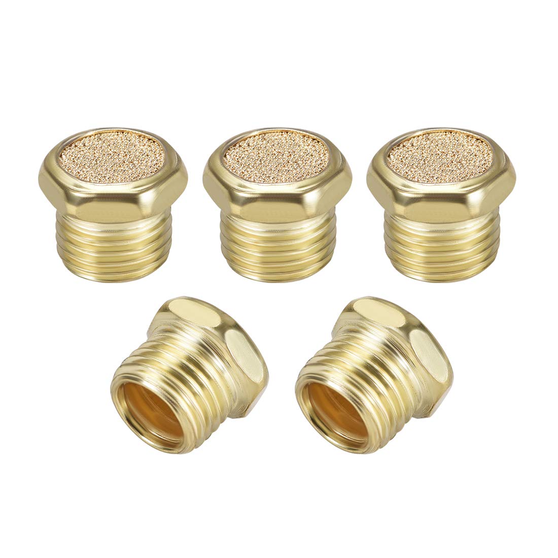 Sintered Bronze Exhaust Muffler G1/4 - Brass Body Flat Pneumatic Air Muffler Air Flow Speed Controller Brass Flow Control Muffler 5pcs