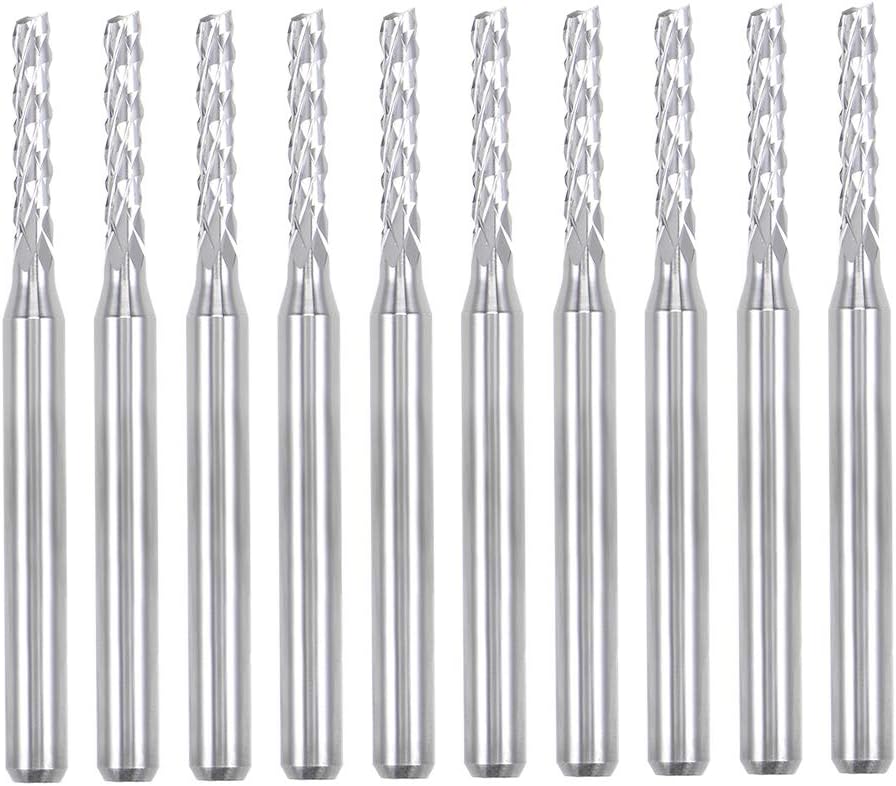 10Pcs 2mm Carbide End Mill Engraving Milling Cutter CNC Router Bits for PCB Machine, 1/8" Shank