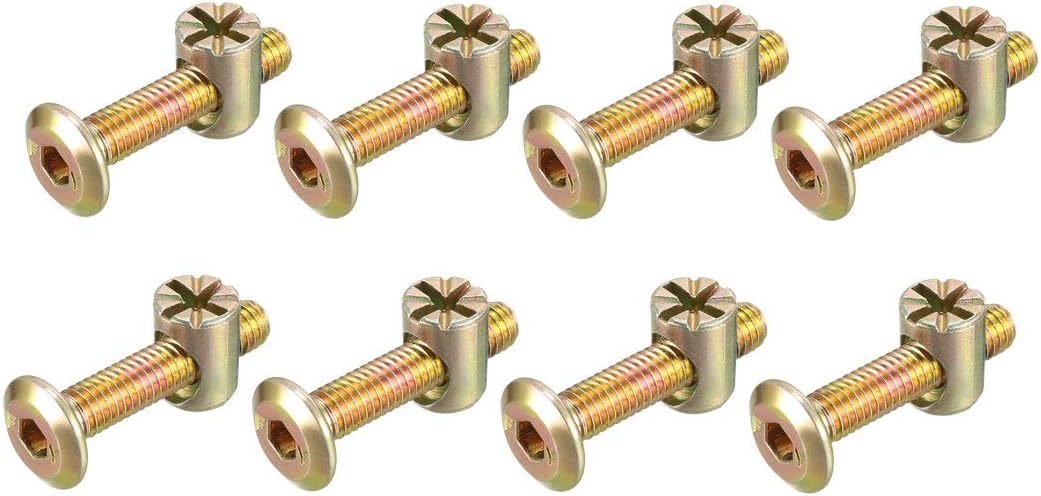 M6x30mm Furniture Bolt Nut Set Hex Socket Screw with Barrel Nuts for Beds Headboards Chairs 8 Sets