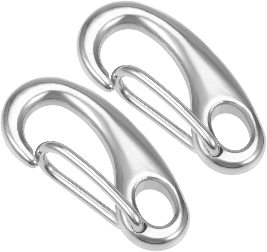 Spring Gate Snap Hook 40mm/1.57", 304 Stainless Steel, for DIY Crafts Keychains, Pack of 2