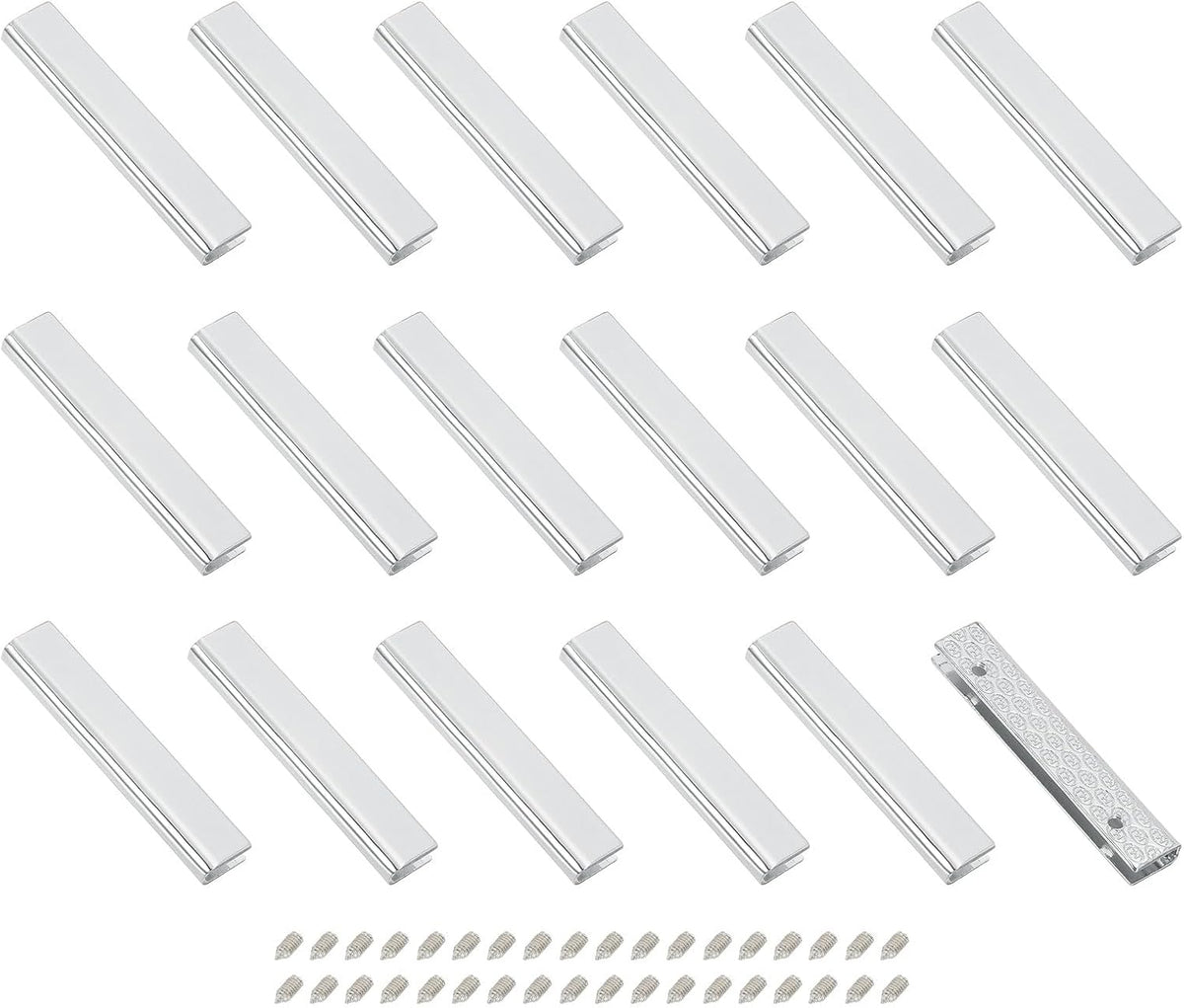 18Pcs Metal Belt Buckle End Tips, 2.05" Wide Rectangle Webbing Zipper Tips Clip Buckles with Screws for DIY Sewing Craft Purse Belt Repair, Silver