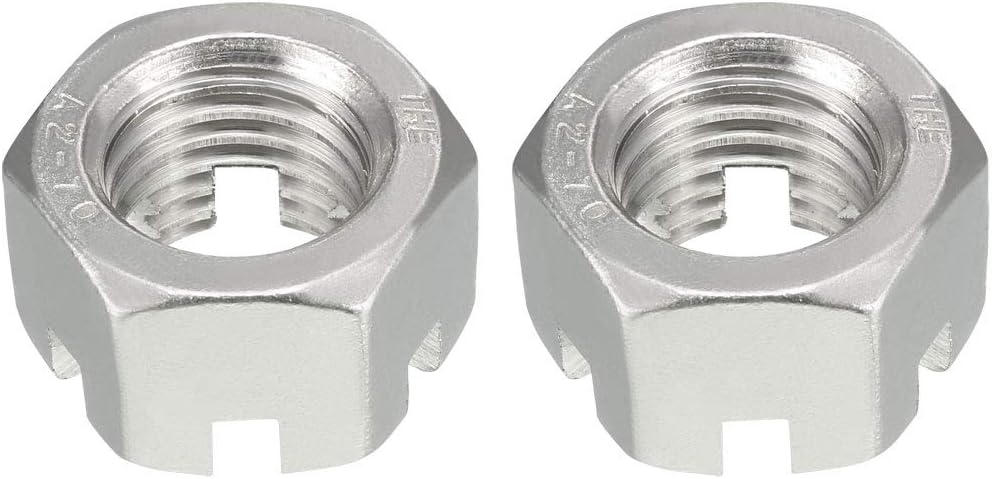 M20 x 2.5mm Pitch 304 Stainless Steel Slotted Hex Nuts, Pack of 2