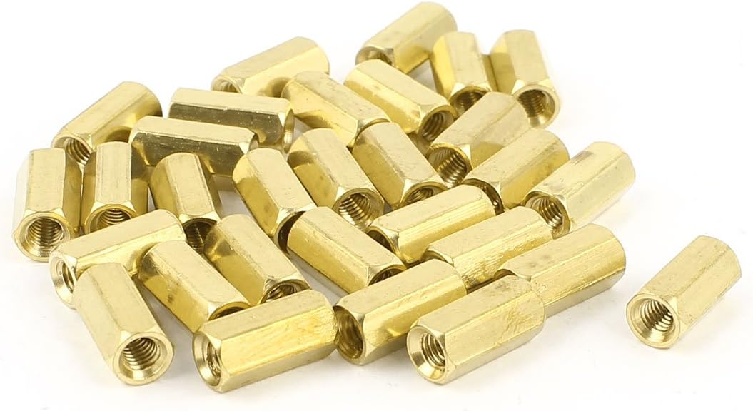 M3 Female Thread Brass Pillar Standoff Spacer 10mm Long 30 Pieces