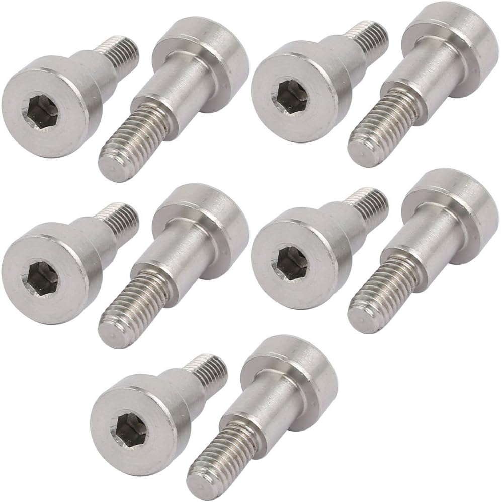 10pcs 304 Stainless Steel Hex Socket Shoulder Bolt 8mm Shoulder Dia 10mm Shoulder Length M6 Thread