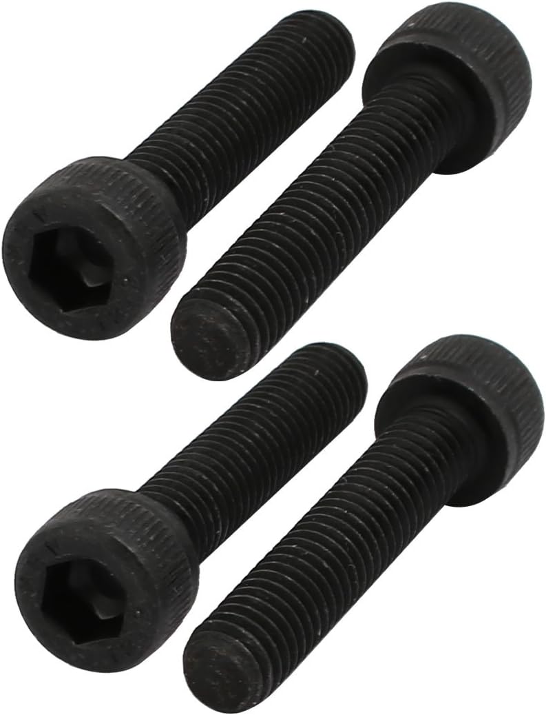4pcs M6x30mm 12.9 Grade Hex Socket Cap Left Hand Thread Screw Bolt Black