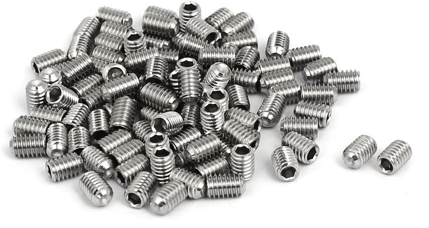 M4x6mm 316 Stainless Steel Hex Socket Cup Point Grub Set Screws 100pcs