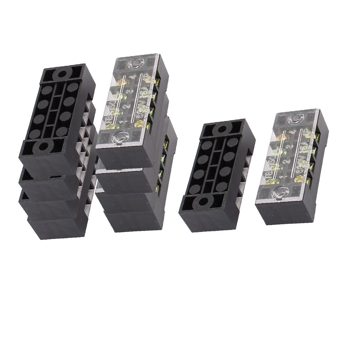 10 Pcs 600V 15A 4Position Dual Row Electric Barrier Terminal Block Wire Connector Bar