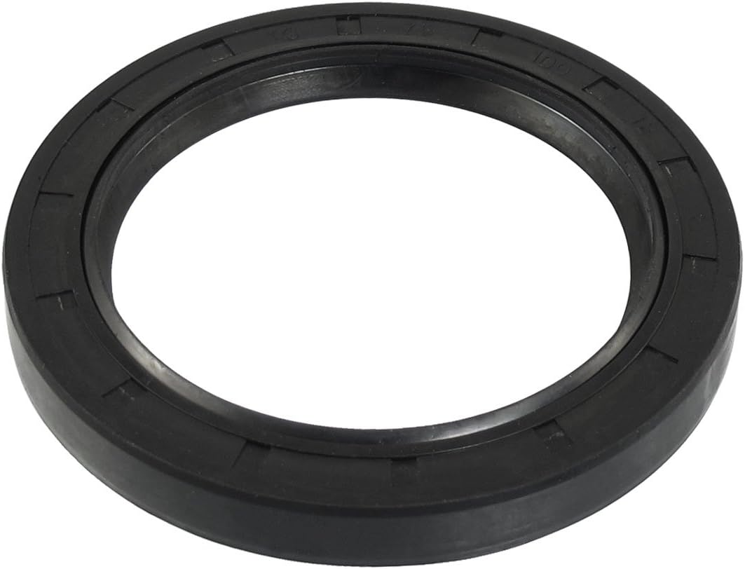Oil Seal, TC 75mm x 100mm x 12mm Nitrile Rubber Cover Double Lip with Spring for Mechanical Motive Axle Shaft, Black Pack of 1