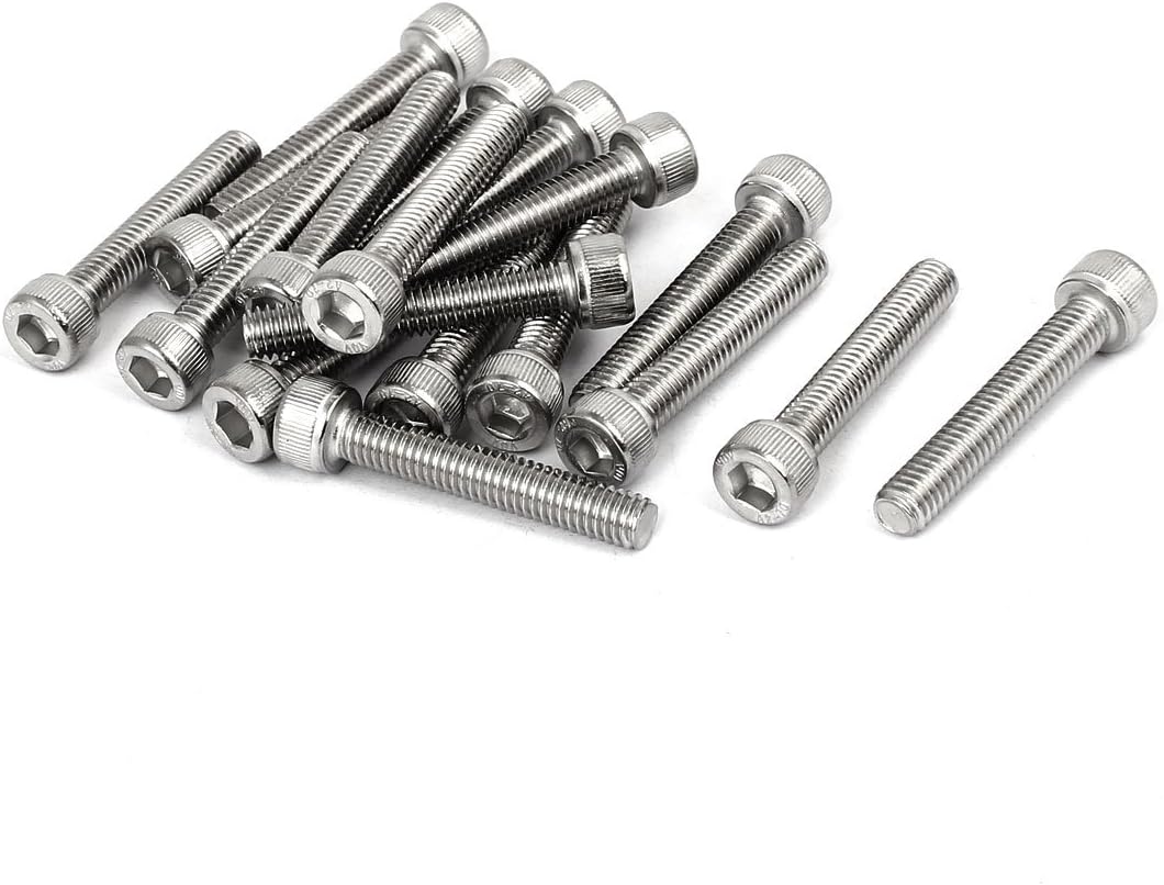 M6 x 35mm Thread 304 Stainless Steel Hex Socket Head Cap Screw Bolt DIN912 18pcs