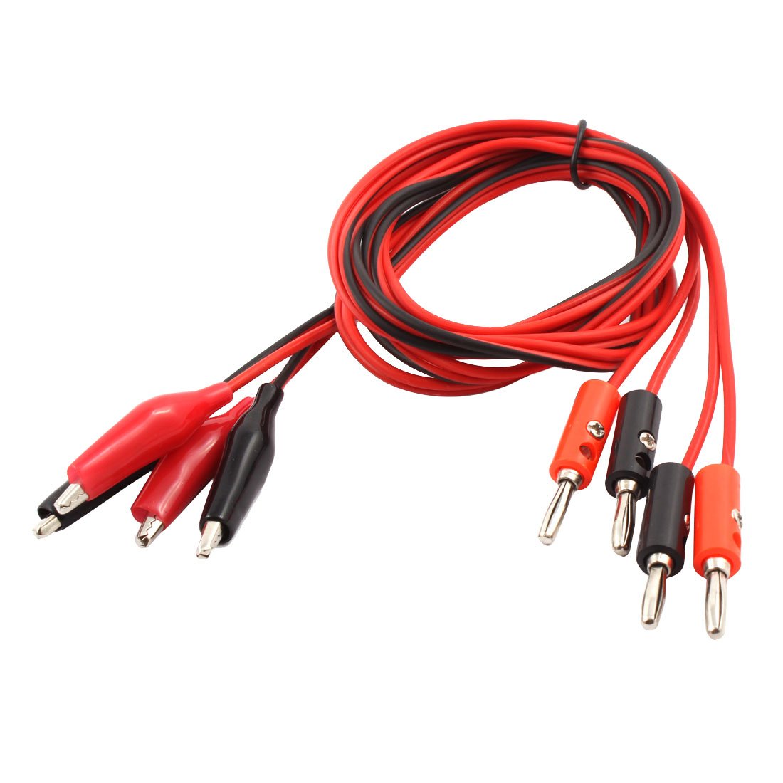 Banana Plug Alligator Clip Test Leads, Plastic Insulated Cover Double Alligator Clip to 4mm Banana Connector Audio Video Test Cable 1M Long, 2 Pairs