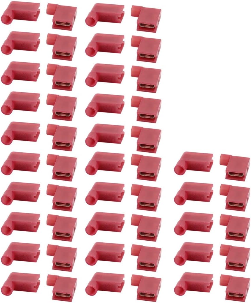 50Pcs Flag Crimp Terminals Female Nylon Fully Insulated Wire Connectors Red