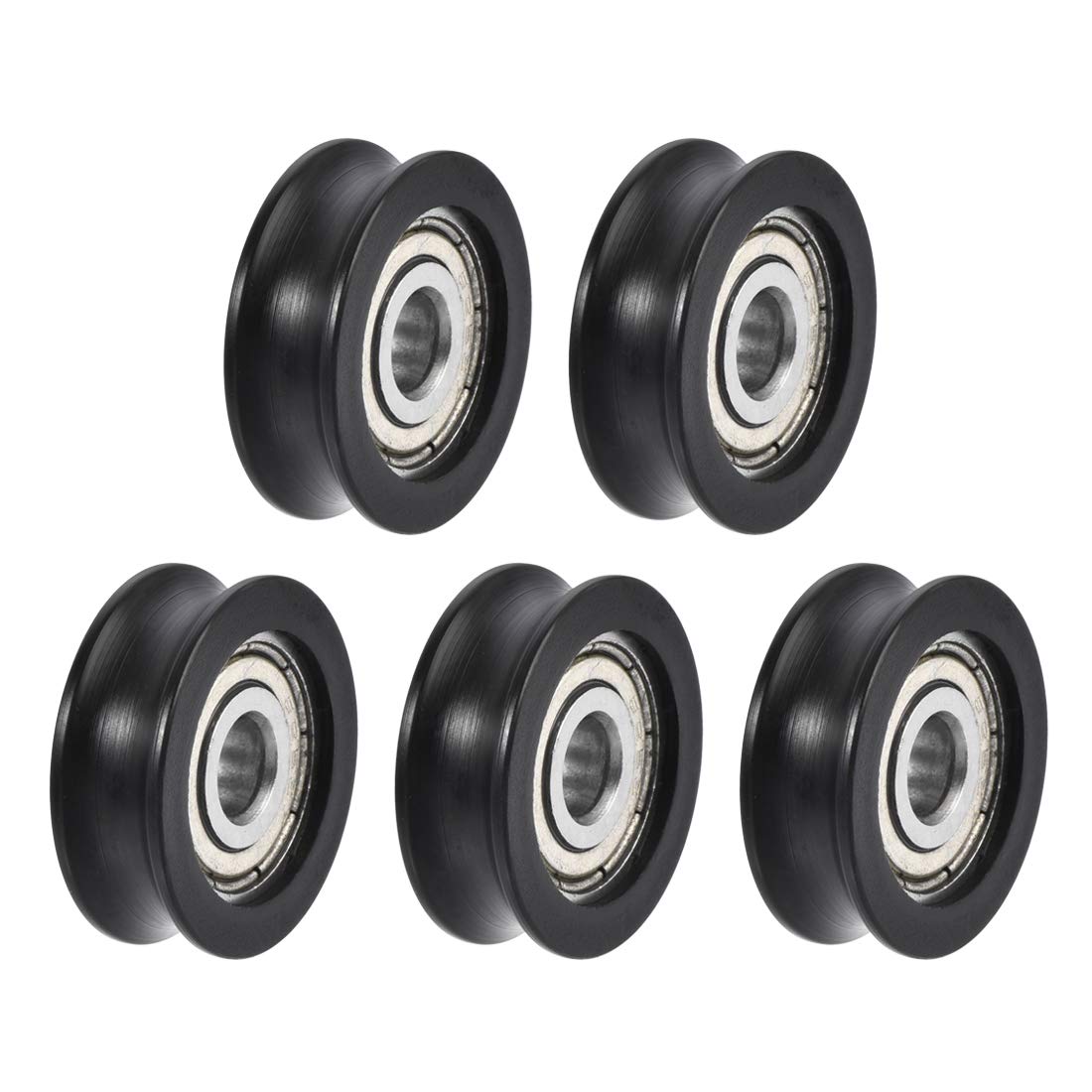 U625ZZ Nylon Pulley U Groove Ball Bearing Roller Guide Wheel 5x20x7mm Double Metal Shielded (GCr15) Chrome Steel Bearings 5pcs