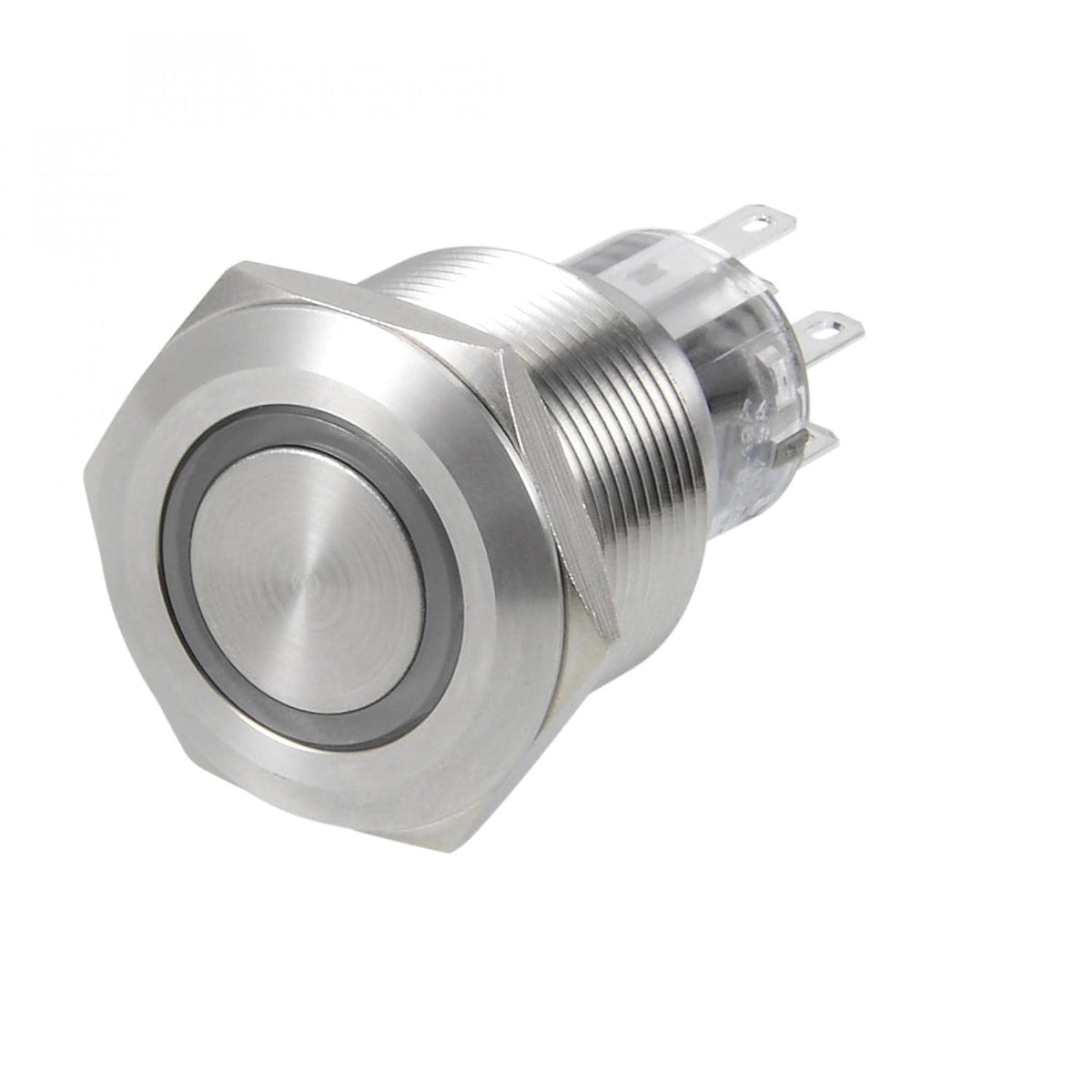 Latching Metal Push Button Switch 22mm Mounting Dia DPDT 2NO 2NC 24V White LED Light