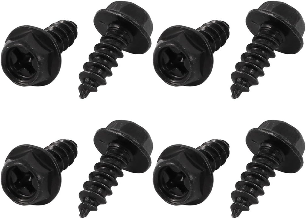 M4x12mm Iron Zinc Plated Self-Tapping Hex Flange Phillips Drive Blot Screw 8pcs