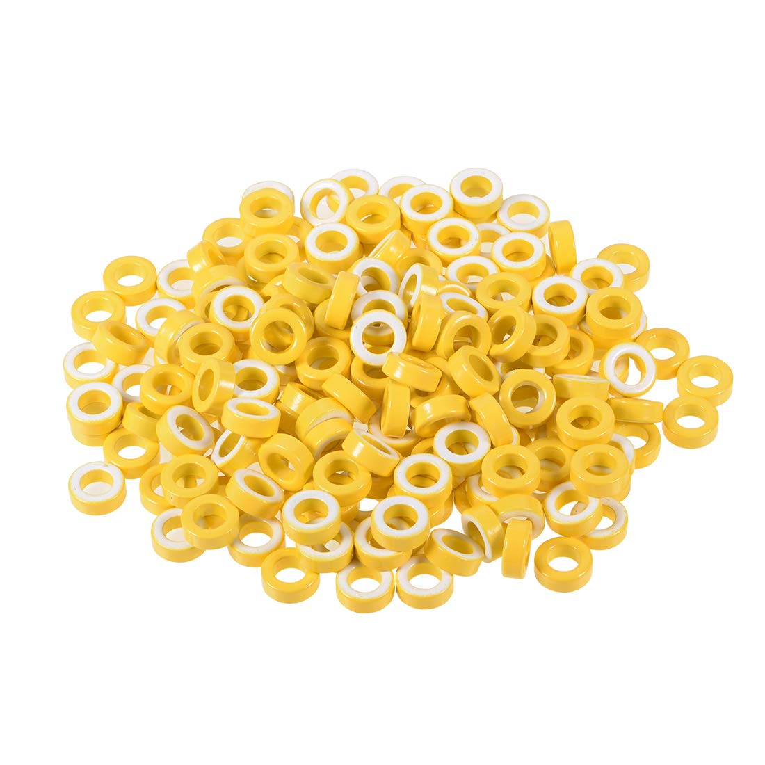 200pcs 7.4 x 13 x 5mm Ferrite Chokes Ring Iron Powder Toroid Cores Yellow White