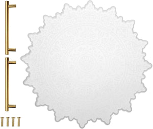 Silicone Tray Molds with 2pcs Gold Handles for Epoxy Resin Mandala Pattern Resin Tray Molds for DIY Craft Projects, Making Faux Agate Trays, Home Decoration, 9.4x9.4 Inch