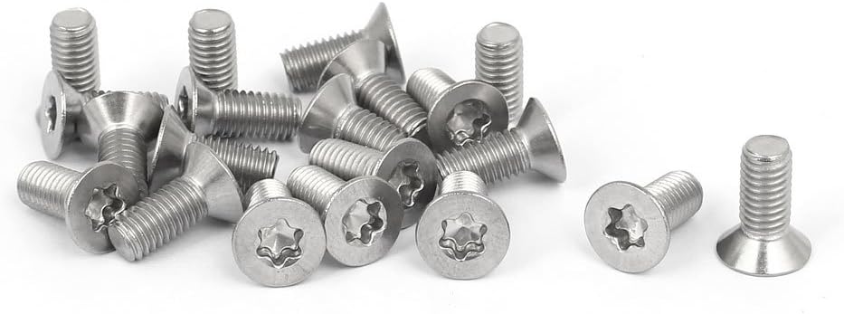 M5 x 12mm 316 Stainless Steel Flat Torx Head Machine Screw Silver Tone 20pcs