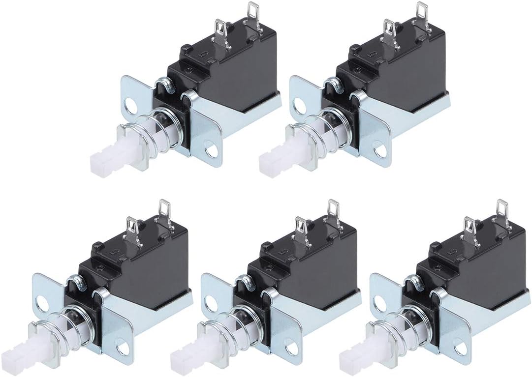 Push Button Switch 5A 250V SPST 2 Pin 1 Position Self-Locking White 5pcs